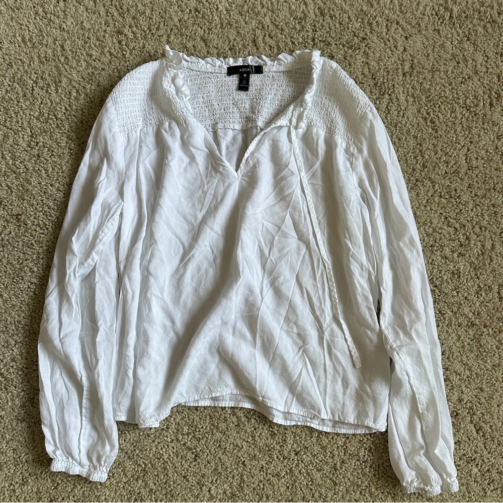 Aqua White Blouse
